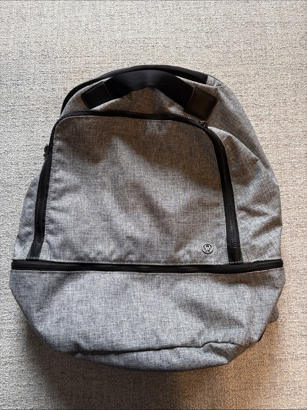 lululemon athletica Gray Heather Backpack with Black Trim